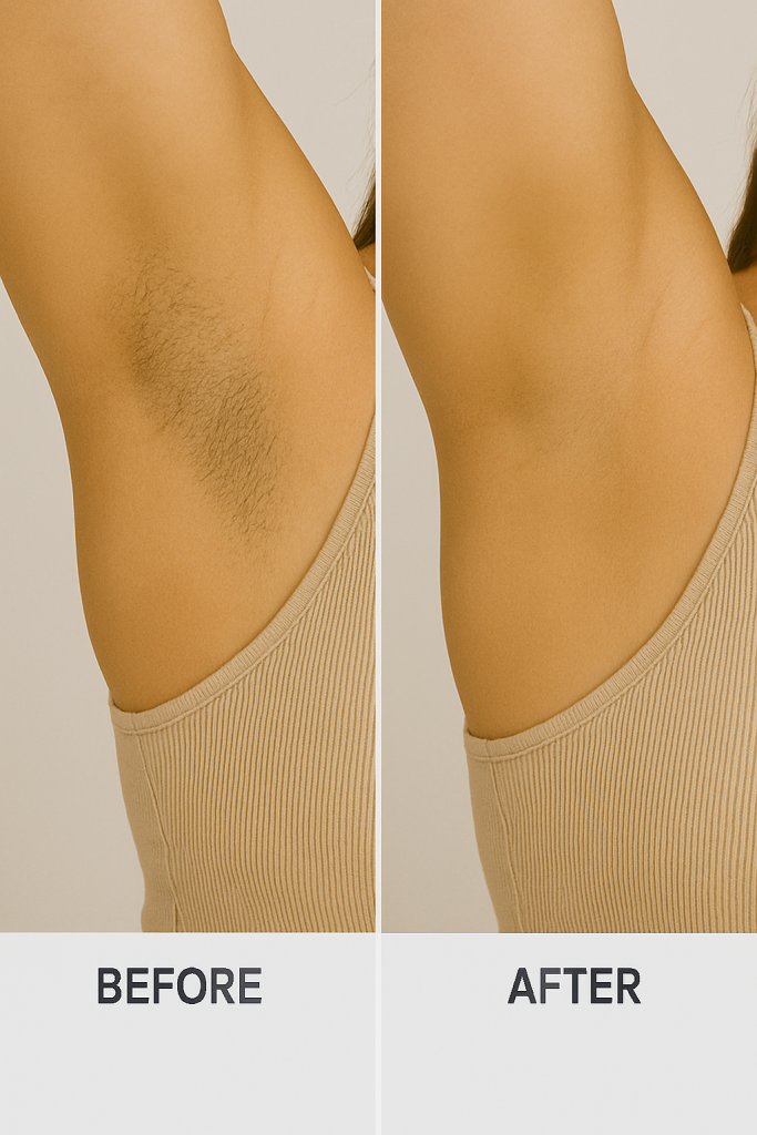 before and after under arm laser hair removal